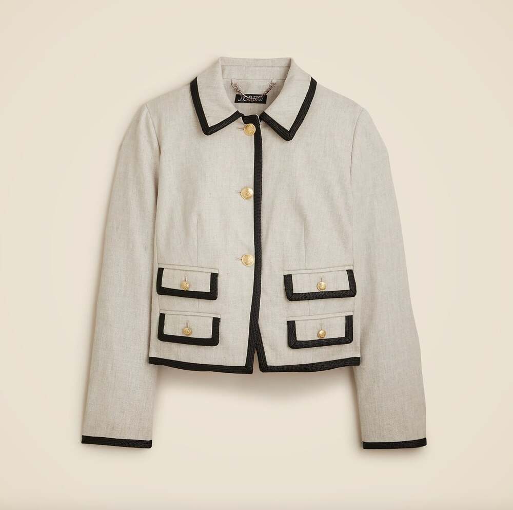 J.Crew Lucie Lady Jacket Stretch Linen Blend Flax Ivory Preppy Retro US 6 NWT